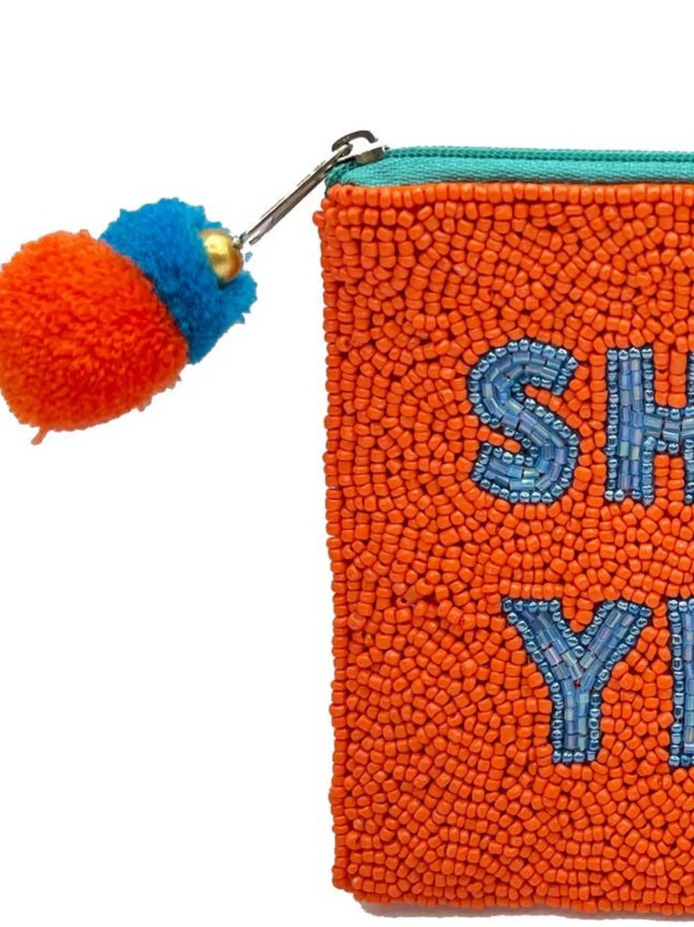 Nu Shuz Key West Hand-Beaded ' Shell Yeah ' Orange  Conch Clutch Coin Pouch
